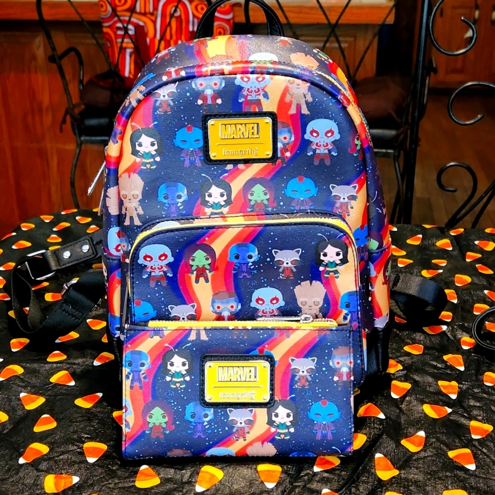 Loungefly Guardian of the Galaxy wallet and mini backpack